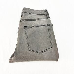 Good American Good Waist Charcoal Raw Hem Denim Jeans Size 12 / 31